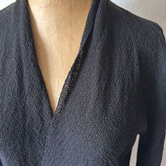 Eileen Fisher S 100% wool open front cardigan black great pre owned condition - Picture 2 of 10